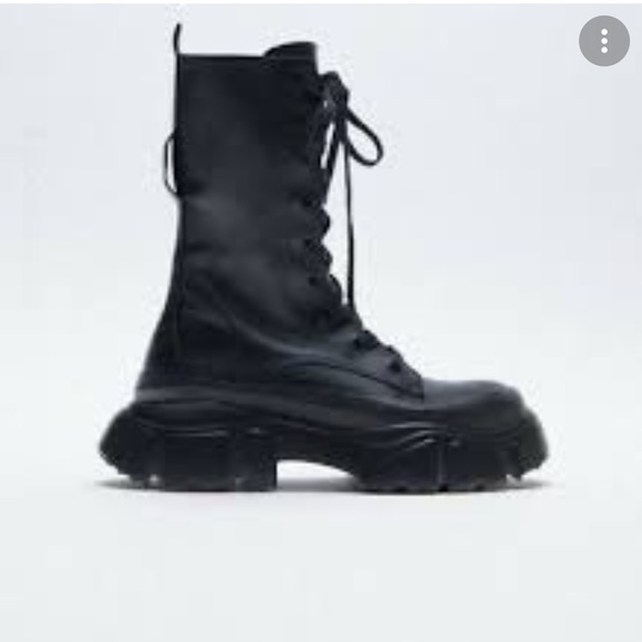 Zara Shoes - ZARA Leather Lace Up Combat Boots